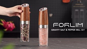 FORLIM Electric Salt and Pepper Grinder Set, Upgraded 9 Oz Large Capacity, Battery Operated Automatic Pepper Grinder Set, Easy to Fill, One Hand Operation, Stainless Steel(Silver)