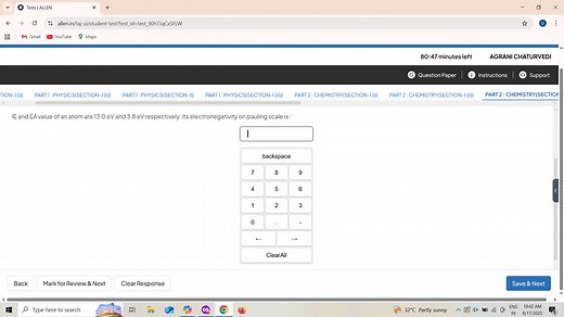 Calculate the electronegativity of an atom on the Pauling scale... | Filo