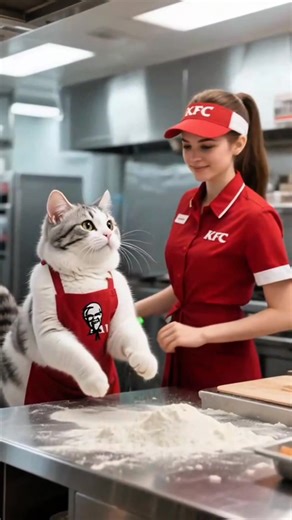 1.3K views · 11 reactions | Cat Working at KFC — The Cutest Employee Ever  ep.2 #cat #cutecat #funnycat #catshorts #aicat #aivideo #viralcat #shorts #แมว #बिल्ली #قطه #قطط #قطط_مضحكة #mèo #猫 #kucing | Carrotz | Facebook