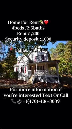Here’s a long viral-style TikTok caption you can use for your rental listing: 🚨 HOUSE FOR RENT IN DALLAS, GA 🚨 This BEAUTIFUL 4 Bedroom 🛏️ | 2.5 Bathroom 🛁 home is NOW AVAILABLE and it won’t last long‼️🔥 ✨ Spacious rooms ✨ Modern kitchen 🍽️ ✨ Family-friendly neighborhood 🏡 ✨ Huge living space ✨ Perfect for families or roommates 👨‍👩‍👧‍👦 ✨ Move-in ready TODAY ✅ 💰 RENT: $1,200/month 🔐 Security Deposit: $1,000 📍 Dallas, GA 30157 If you’ve been searching for an affordable luxury home wi