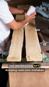 1.1K views · 55 reactions | This isn’t DIY… this is real woodworking warfare. 漢 Forget glue and filler — this crack fix is pure, ruthless woodworking precision. 易 Half of you will scream ‘pointless flex’… the other half will call it genius woodworking craftsmanship. So which side are you on? Drop it on The Comment  . #woodworking #woodfurniture #woodwork #DIY #woodfurniture | The Craftwright | Facebook