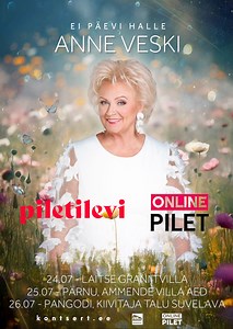 49K views · 199 reactions | Tule ja naudi 24.-26. juuli Sinagi lõbusat meeleolu Eesti säravaima staari kontserdil ning jäta hallid mõtted seljataha! Laitse | Anne Veski “Ei päevi halle” Pärnu | Anne Veski “Ei päevi halle” Pangodi | Anne Veski “Ei päevi halle” Piletid saadaval: https://onlinepilet.ee/anne-24/ | Tartu Kontsert | Facebook