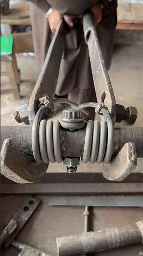 Double Coil Spring Crafting on Lathe | Fine Iron Wire Precision Work #youtubeshorts