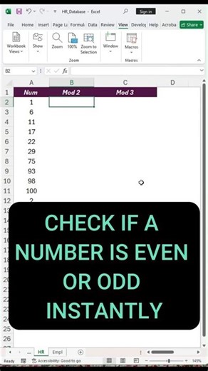 How to Use MOD in Excel (Remainders) #shorts