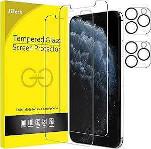 JETech Screen Protector for iPhone 11 Pro Max 6.5-Inch with Camera Lens Protector, Tempered Glass Film, 2-Pack Each