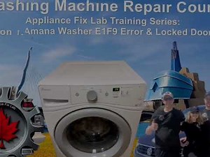 Washer door locked and won’t drain. Amana NFW5800DW0 E1 F9 long drain diagnosis verified fix