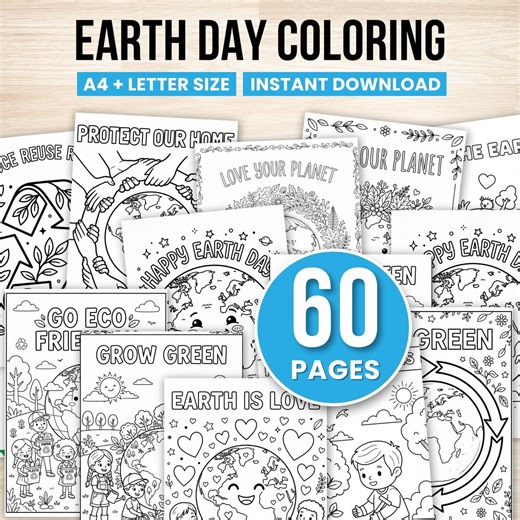 Earth Day Coloring Pages, Earth Day Coloring Book, Earth Day Craft, Earth Day Activities, Kids Coloring in Page, Coloring Sheet Craft - Etsy