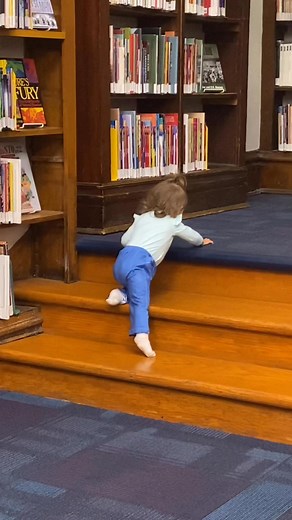 Look at this BIG GIRL climbing the stairs by herself. My mama heart is so happy. 😭🥰😁 | Elizabeth Vanessa Melton