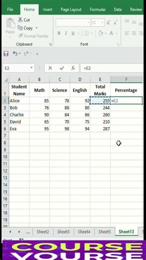 How to calculate Percentage Excel Hindi Percentage Formula #excel #shorts #excelfunction #exceltips