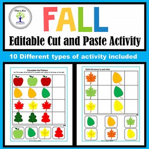 Fall Cut and Paste Worksheets (Editable)