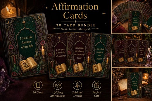 Affirmation Cards Printable, 30 Dark Academia Mystical Cards PDF, Daily Affirmations Digital Download, Bookish Aesthetics - Etsy