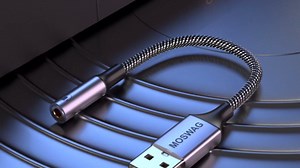 MOSWAG USB to 3.5mm Jack Audio Adapter,USB to Aux Cable with TRRS 4-Pole Mic-Supported Headphone AUX Adapter External Sound Card for PC PS4 PS5 and More (0.65Ft/20cm(2pack), Nylon Braided)