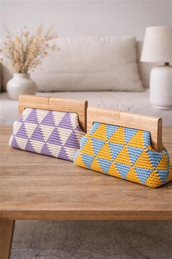 Crochet Kiss Lock Clutch Pattern, Jacquard Snap Bag (PDF Included) English Video Tutorial - Etsy