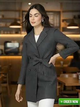 Long Winter Coat Double Breasted | Knee Length Design with Sophisticated Spread Collar | Neha Vibes