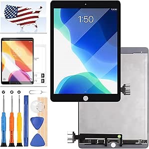 Screen Replacement for iPad Pro 9.7 2016 A1673 A1674 A1675 LCD Display Touch Screen Digitizer Full Assembly Repair Parts, with Free Tools + Temepered Glass (Black)