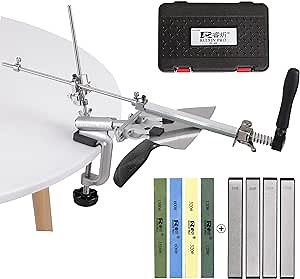 RUIXIN PRO RX-009 Kitchen Knife Sharpener Kit with 8 Whetstones, 360° Rotation Flip Design, Fixed Angle Stainless Steel Professional Chef Knife Sharpening Fine Grinding Polishing System Tool