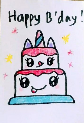 HOW TO DRAW CUTE UNICORN CAKE/UNICORN CAKE DRAWING/SHORTS/FOR YOU PAGE