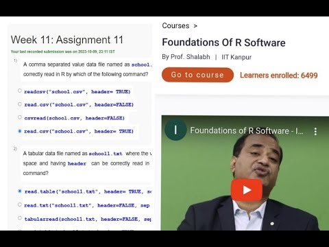 Foundation of R Software Week 11 Assignment Answers || Assignment 11 || NPTEL || July 2023