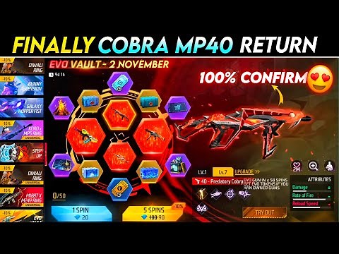NEXT EVO VAULT EVENT FREE FIRE 🔥 | 100% CONFIRM COBRA MP40 RETURN 🥳 | FREE FIRE NEW EVENT