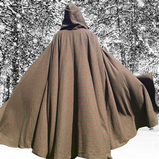 PURE Wool Cloak, FULL Circle Cloak, Pockets Cloak, Houndstooth Pure Wool Cloak Custom Length - Etsy