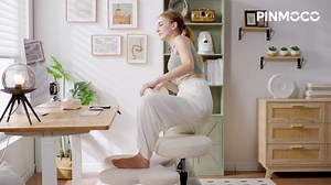 PINMOCO Upholstered Office Chair Ergonomic Cross-Legged Desk Chair with Height Adjustable Wheels Meditation Chair in Pink USTHDCZUS-L501681C-PINKPM-M-S1