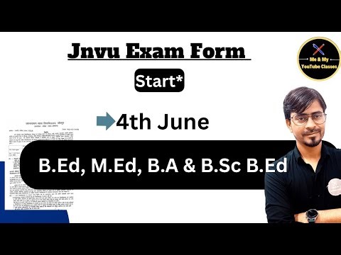 Jnvu Exam Form : शुरू 4 जून से // B.Ed,M.Ed,B.A & B.Sc B.Ed -2024