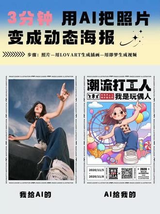 🔥3分钟，用AI把照片变成动态插画海报 全流程教大家做照片转插画·动态海报#图片转插画 #lovart教程 #ai设计教程 #AI创意插画海报
