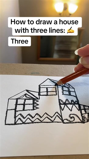 How to draw a house with three lines ✍️ | drawing