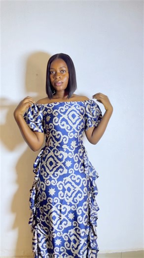 Off shoulder dress with gathered ruffles and elastic sleeves #offshoulderdress #sewingtutorial