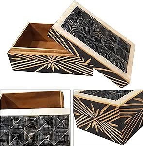 Decorative Keepsake Storage wood Box 6x4 inch Handmade Bone Inlay Treasure Organizer Boxes antique collection