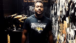 Towson senior wide receiver Spencer Wilkins gives a tour of campus
