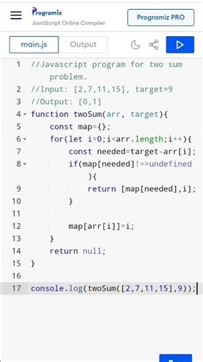 Javascript program for two sum problem. #javascriptprogram #coding #twosum #function
