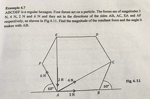 Example 4.7  ABCDEF is a regular hexagon. Four forces act on a... | Filo
