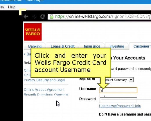 Wells Fargo Credit Card Login Instructions