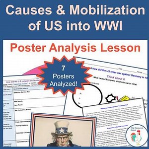 US Entry into WWI & Mobilization: Poster Analysis US History Lesson w/ Key