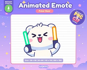 Cute Polar Bear Animated Emote | Cheer Emote | Little Polar Bear Emoji for Twitch, Discord, Youtube, Kick | Ready to Use GIF - Etsy