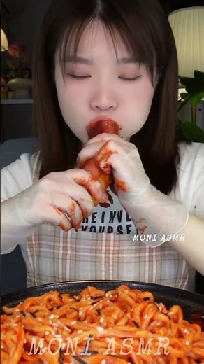 ASMR: Eating Spicy Big Octopus and Noodles 🍝😋 (2) #shorts #mukbang #asmr #octopus #noodles