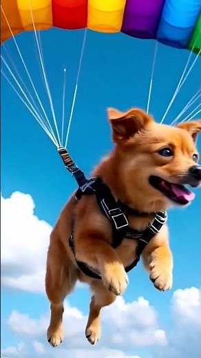 "Real Footage: Brave Dog Skydives with Parachute! 🪂🐾"