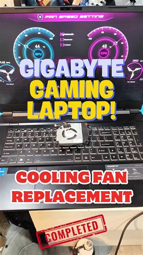 Gigabyte Gaming Laptop successfully completed with a left fan replacement. The faulty fan was causing overheating and abnormal noise during heavy gaming sessions. After careful disassembly, the damaged fan was removed and replaced with a compatible, high-quality unit. 💻✨ Proper cleaning and thermal checks were also performed to ensure optimal airflow and stable performance. The laptop is now running cooler, quieter, and ready for long gaming hours without throttling or shutdown issues. 👍💻 #Gi