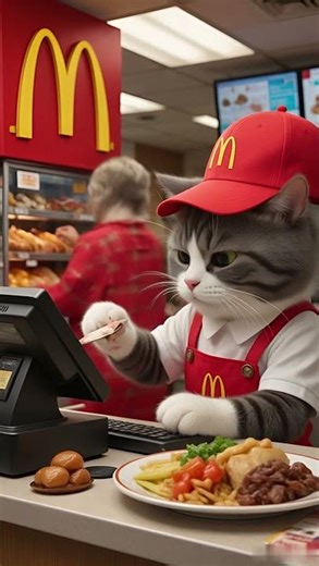 McDonalds cat secreatly eats customers food #shorts