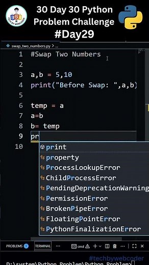Day 29: How To Solve Swap Two Numbers Problem | 30 Days of Code