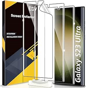 EGV 3 Pack for Samsung Galaxy S23 Ultra Screen Protector [New Version] HD Clear 3D Curved Upgrade Flexible TPU Samsung S23 Ultra Screen Protector, Smooth Touch, Bubble Free