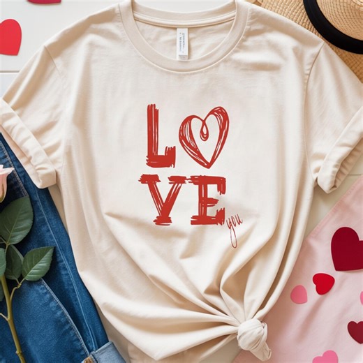 LOVE You Romantic Red Heart Design | Valentine Love Shirt | | Unisex Gift Tee - Etsy