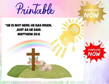 He Is Not Here He Has Risen Easter Handprint Craft Christian Easter Printable
