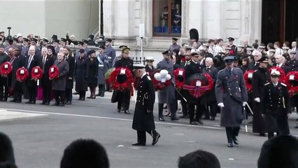 King, Kate And PM Attend Remembrance Sunday Ceremony At Cenotaph