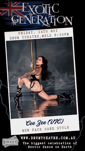Exotic Generation Australia on Instagram: "In exactly one week, Exotic Generation Australia will storm the Drum Theatre in Melbourne with the hottest lineup of Exotic pole & dance artists from Oz and around the globe 🌏 INTRODUCING ONE OF THOSE ARTISTS... CEE ZEE from The Pole Room (VIC) @ceezee_pole Competing in the NEW FACE HARD STYLE category Follow the link in our bio to get your ticket to support these incredible artists and the pole community in person www.drumtheatre.com.au EXOTIC GENERAT