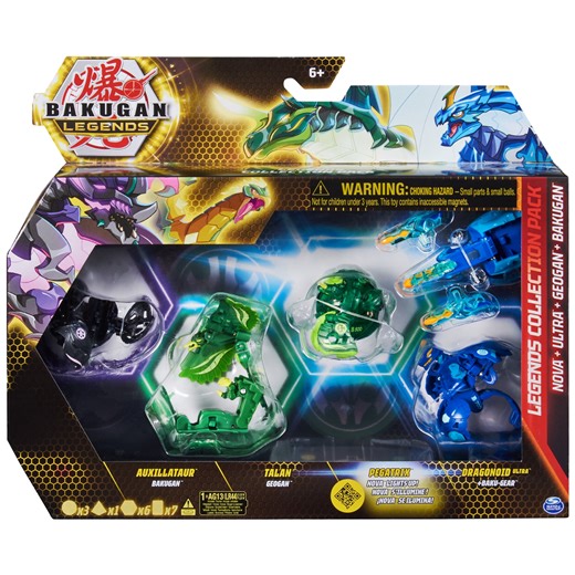 Bakugan Legends Collection 4-Pack, Auxillataur Bakugan, Talan Geogan, Pegatrix Nova and more