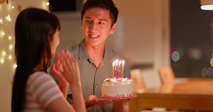Asian Man Holding Birthday Cake While Stock Footage Video (100% Royalty-free) 1097009661 | Shutterstock
