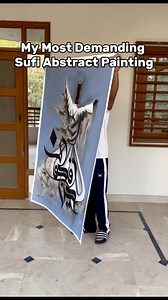 “Kun Faya Kun” – A breathtaking Sufi Whirling Dervish contemporary abstract painting Medium: Mixed Media on CanvasSize: 3.5 width x 5 height feet #Foryou #sufi #whirlingdervish #kunfayakun #ramadan #fyp #reel #abstractart #islamicart #sufism #rumi #trending #contemporarypainting | Art by Suleman Rehman