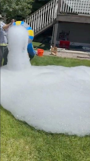 Handheld inflatable foam party bubble blowing unit. Works without a foam fan, pump, or stand